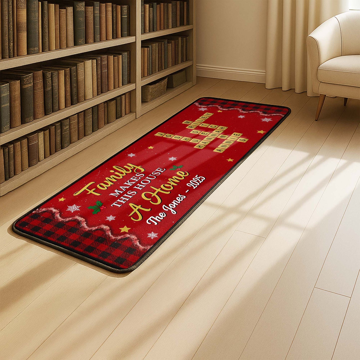 Family Makes This House A Home, Scrabble Tiles and Holly Design