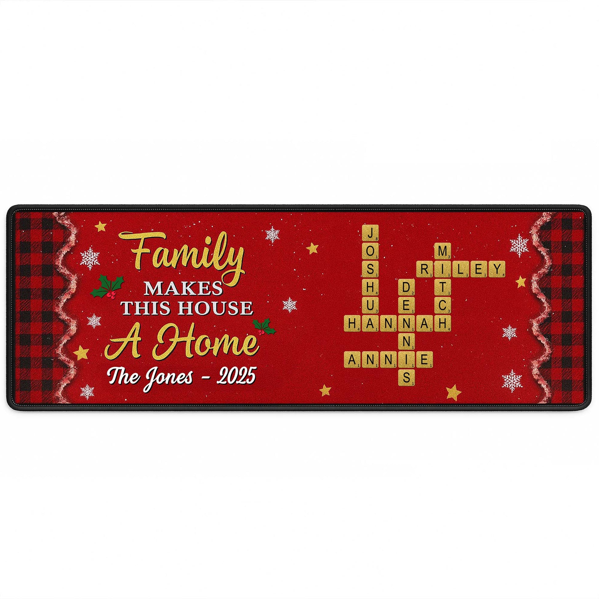 Family Makes This House A Home, Scrabble Tiles and Holly Design