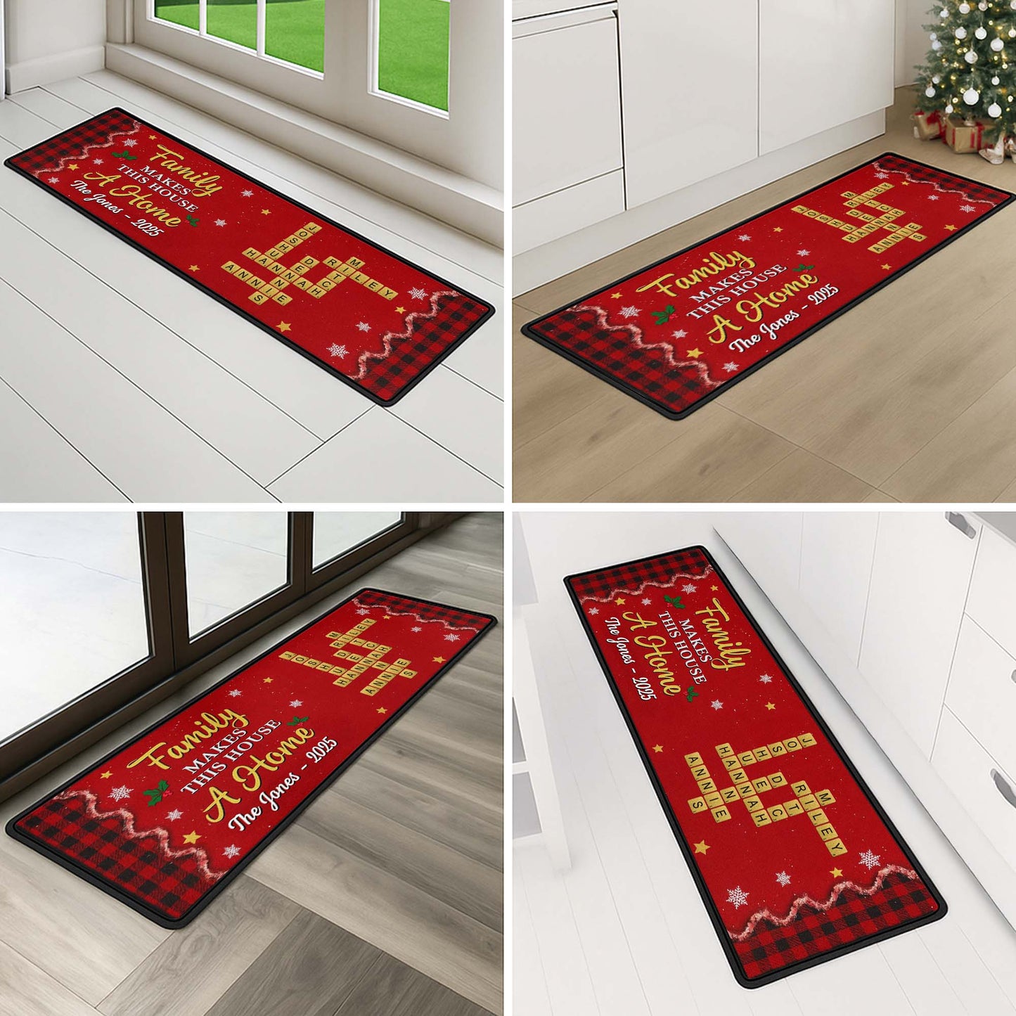 Family Makes This House A Home, Scrabble Tiles and Holly Design