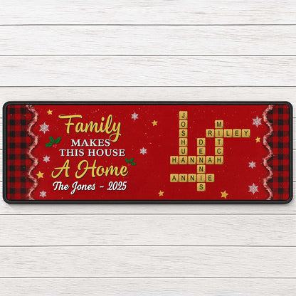Family Makes This House A Home, Scrabble Tiles and Holly Design