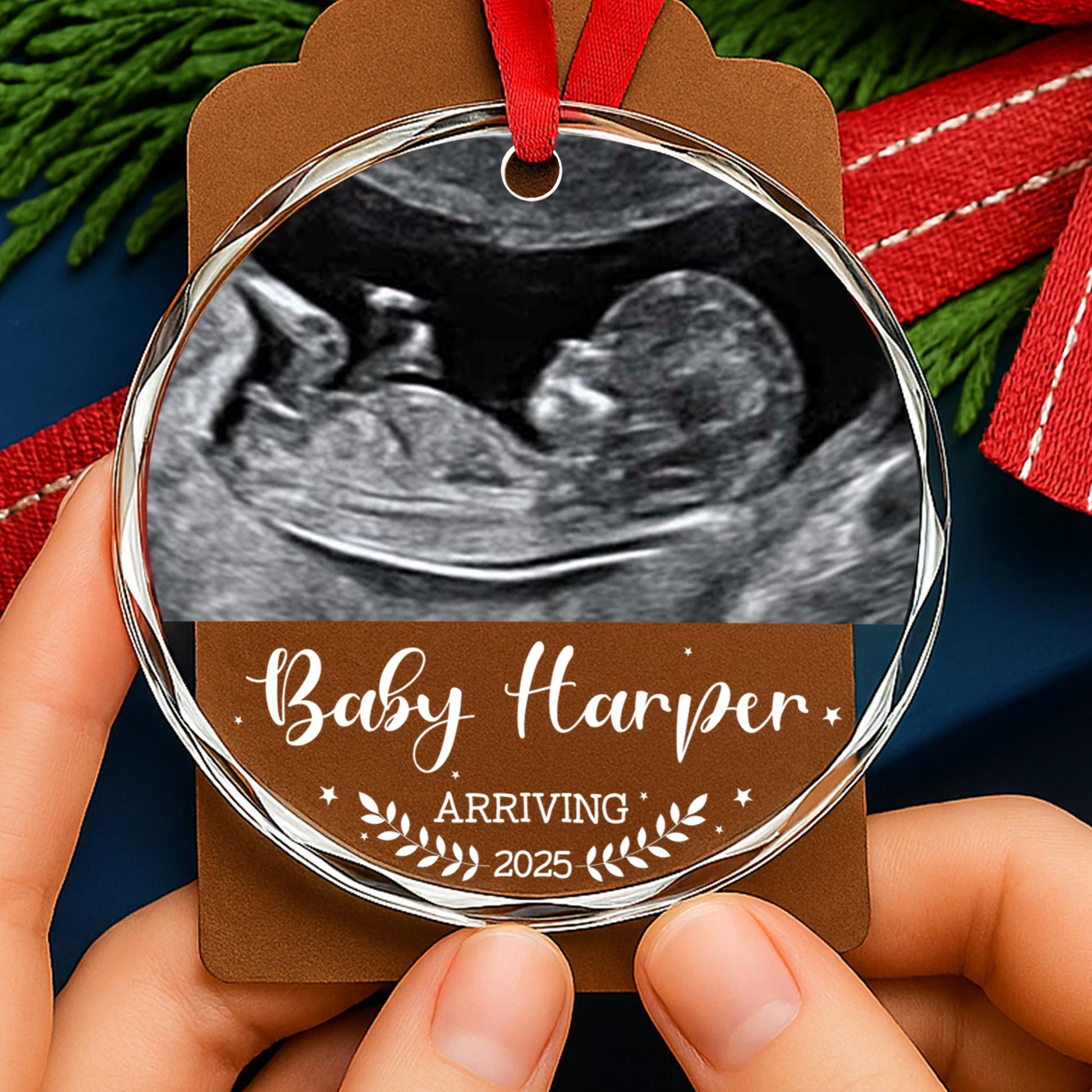 Arriving, Ultrasound And Laurel Leaves Ornament