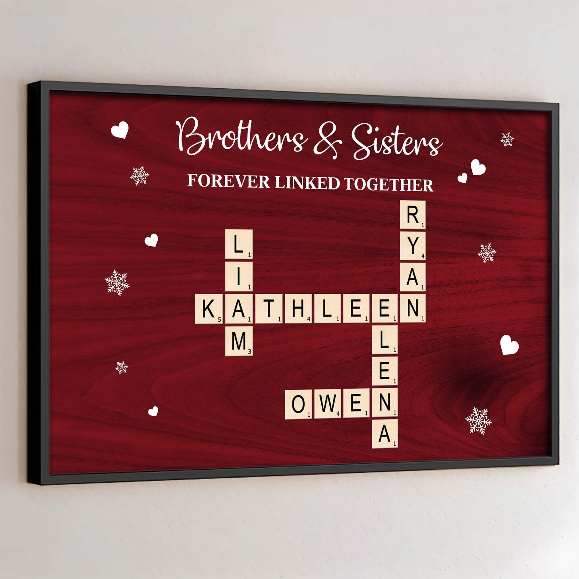 Brothers And Sisters Forever Linked Together Scrabble Tiles Hearts