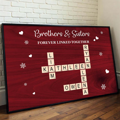Brothers And Sisters Forever Linked Together Scrabble Tiles Hearts
