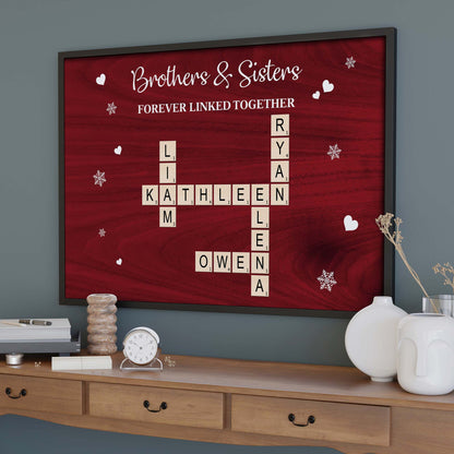 Brothers And Sisters Forever Linked Together Scrabble Tiles Hearts