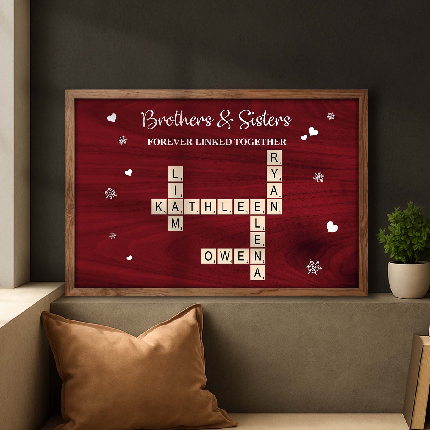 Brothers And Sisters Forever Linked Together Scrabble Tiles Hearts