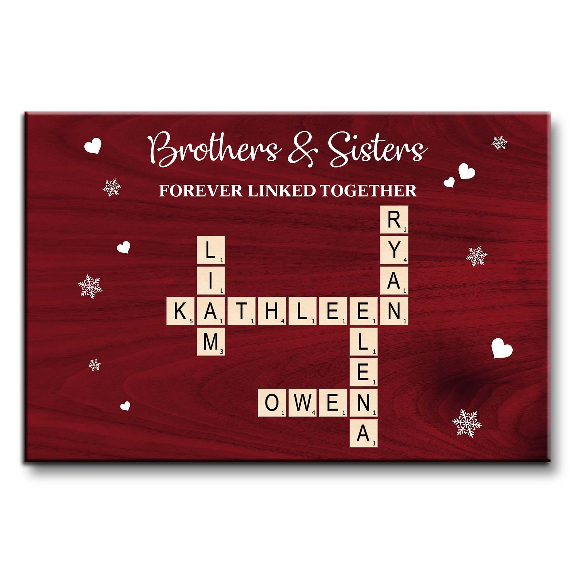 Brothers And Sisters Forever Linked Together Scrabble Tiles Hearts