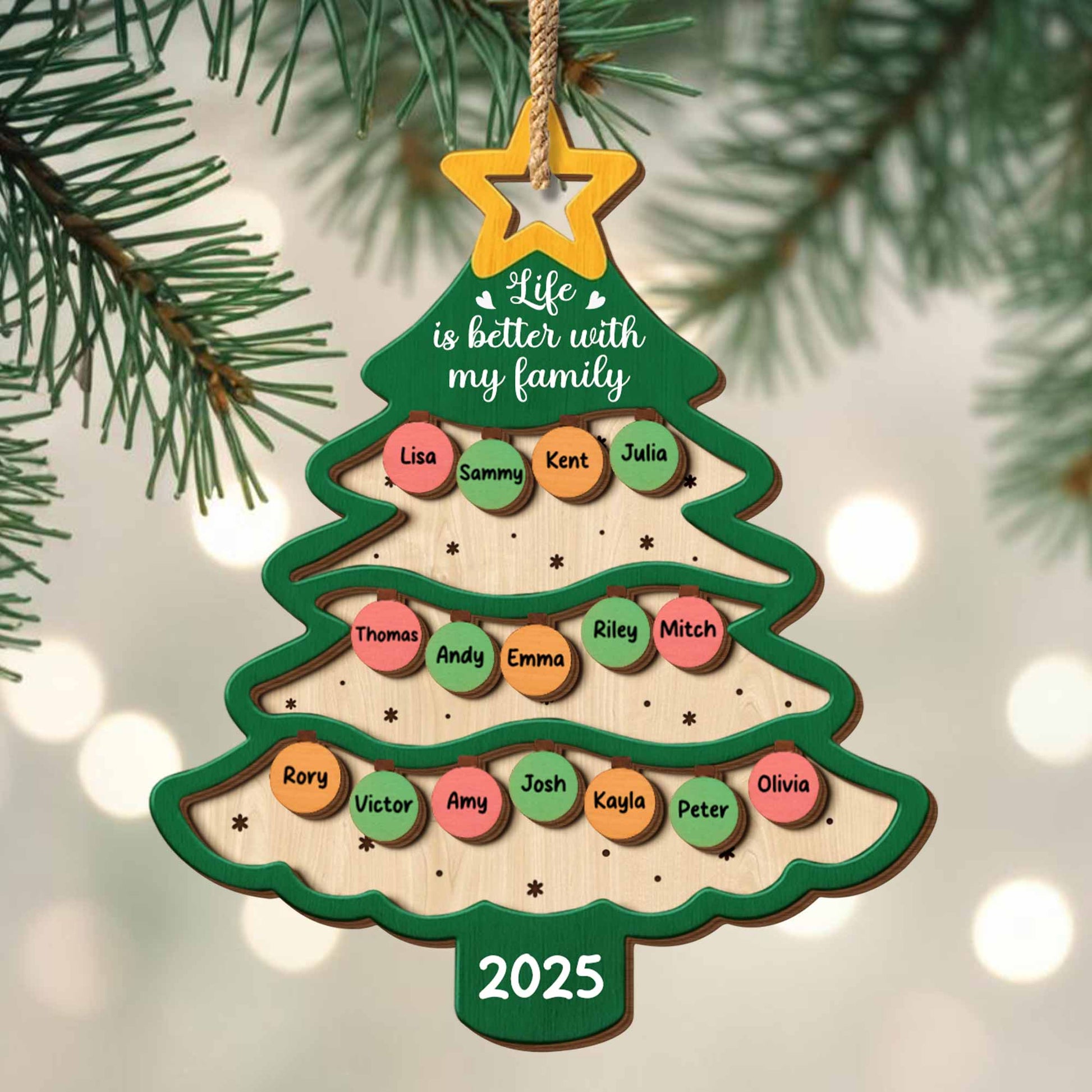 Life Is Better With My Family Christmas Tree Ornament