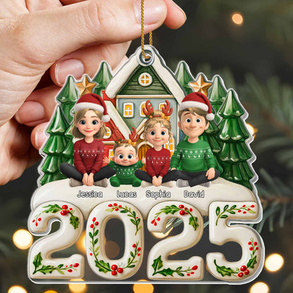 Family Christmas Celebration With Santa Hats