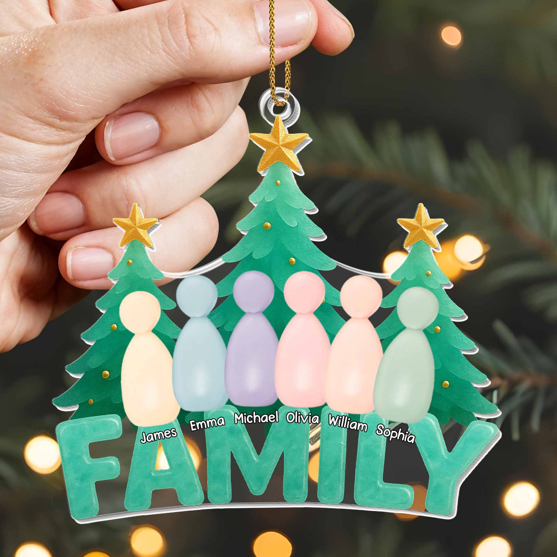 Celebrate Your Loving Family, Christmas Trees And Colorful Figures
