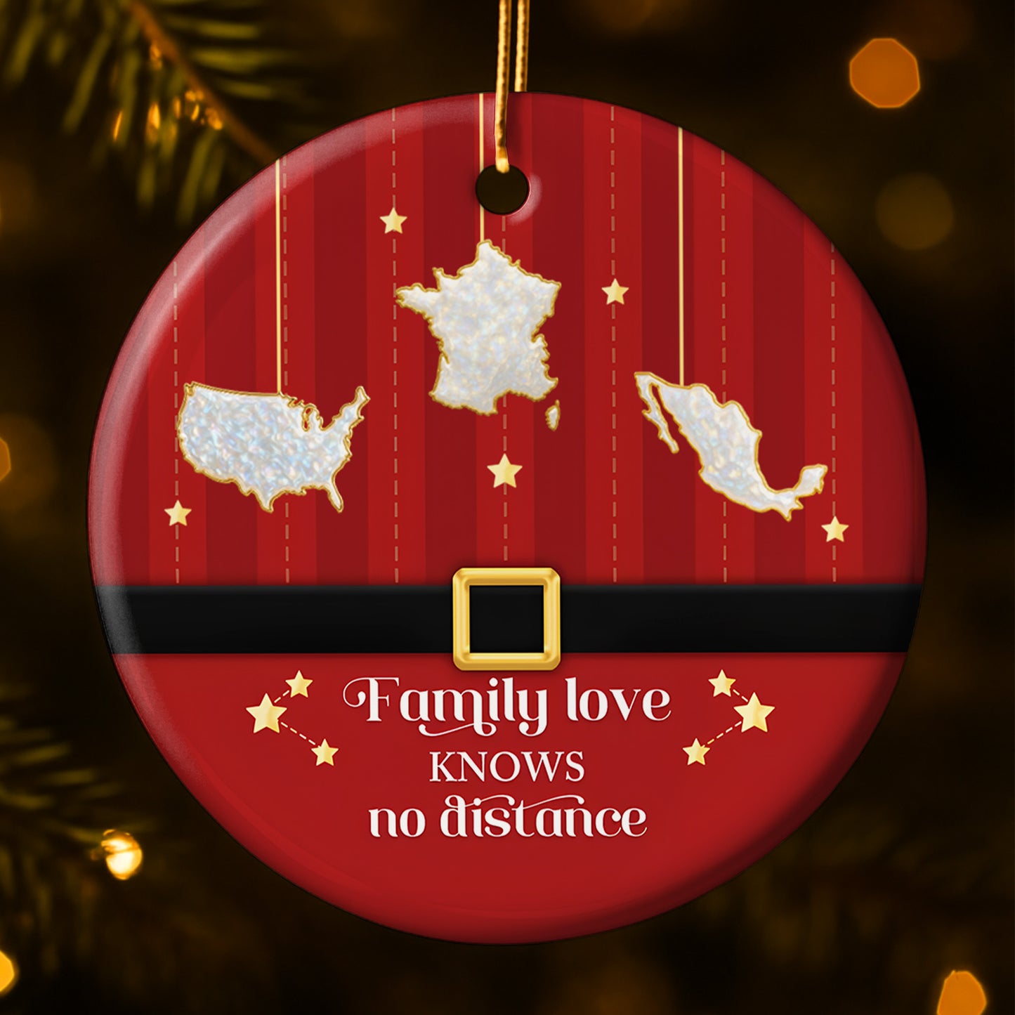 Family Love Knows No Distance With Map Outlines