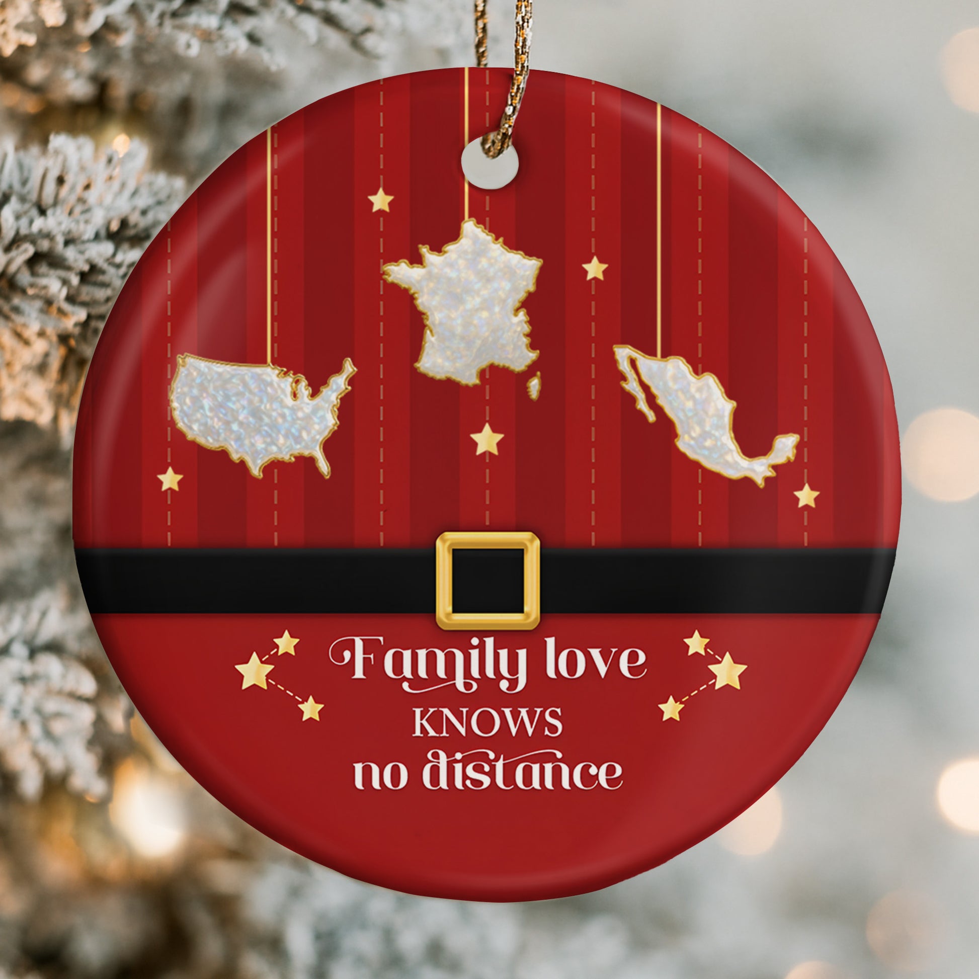 Family Love Knows No Distance With Map Outlines