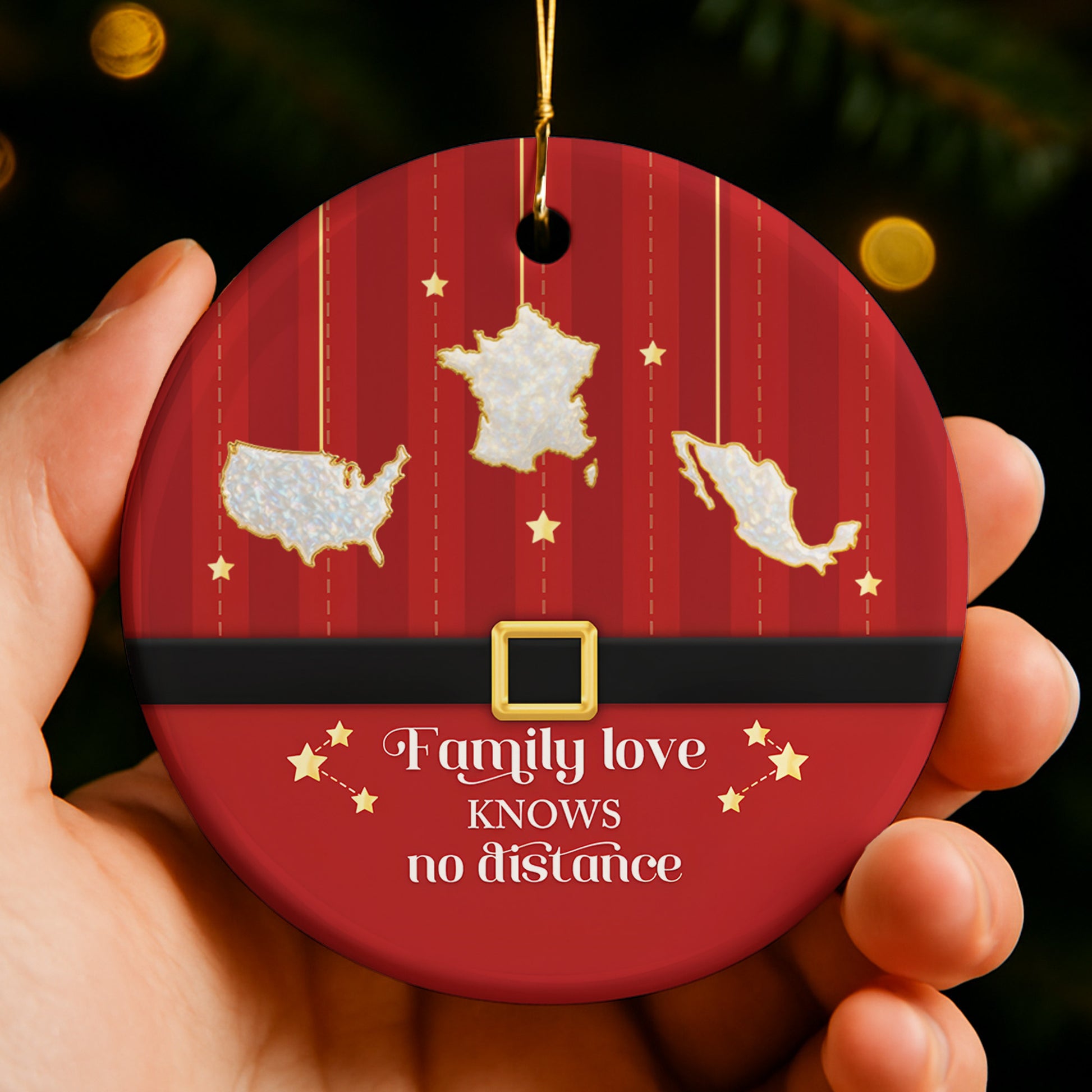 Family Love Knows No Distance With Map Outlines