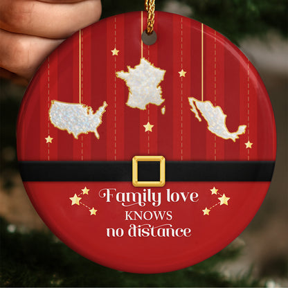 Family Love Knows No Distance With Map Outlines