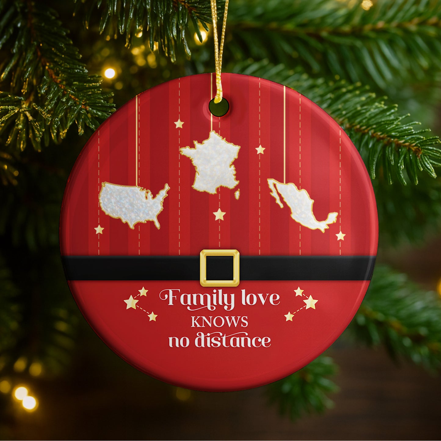 Family Love Knows No Distance With Map Outlines