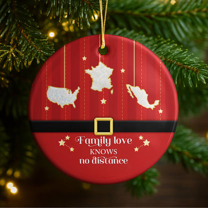 Family Love Knows No Distance With Map Outlines