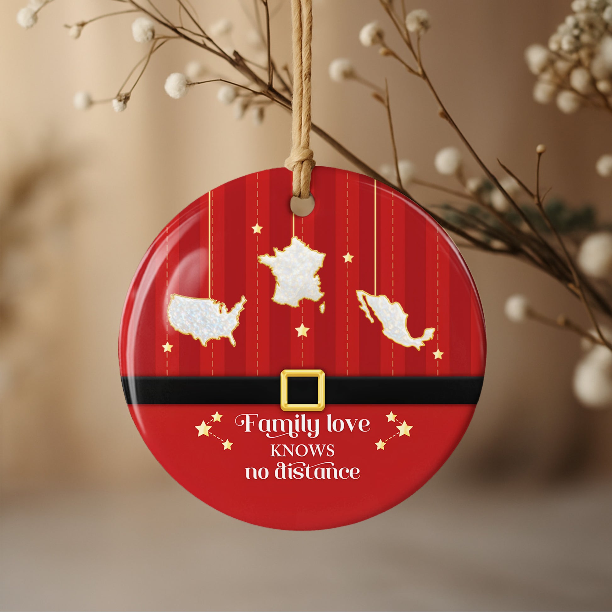 Family Love Knows No Distance With Map Outlines