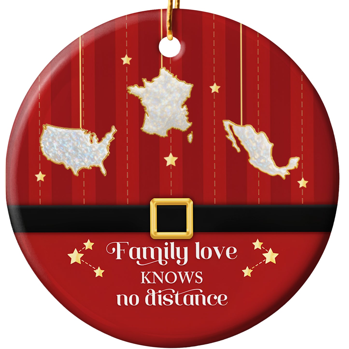 Family Love Knows No Distance With Map Outlines