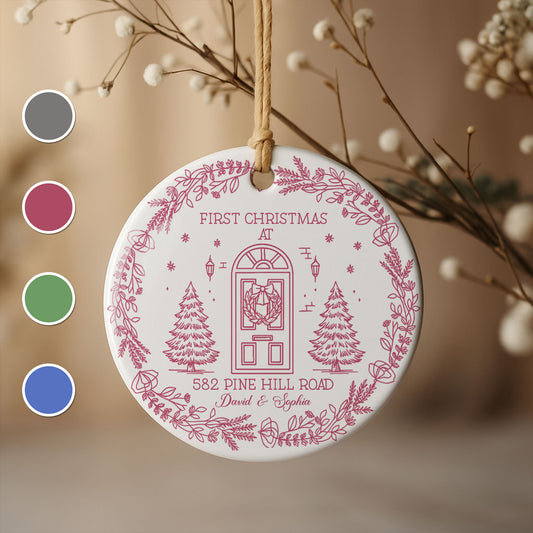 First Christmas At Our New Home, Door And Christmas Trees Design