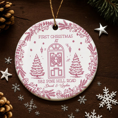 First Christmas At Our New Home, Door And Christmas Trees Design