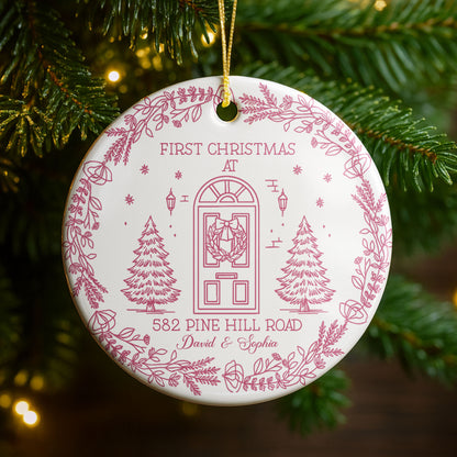 First Christmas At Our New Home, Door And Christmas Trees Design