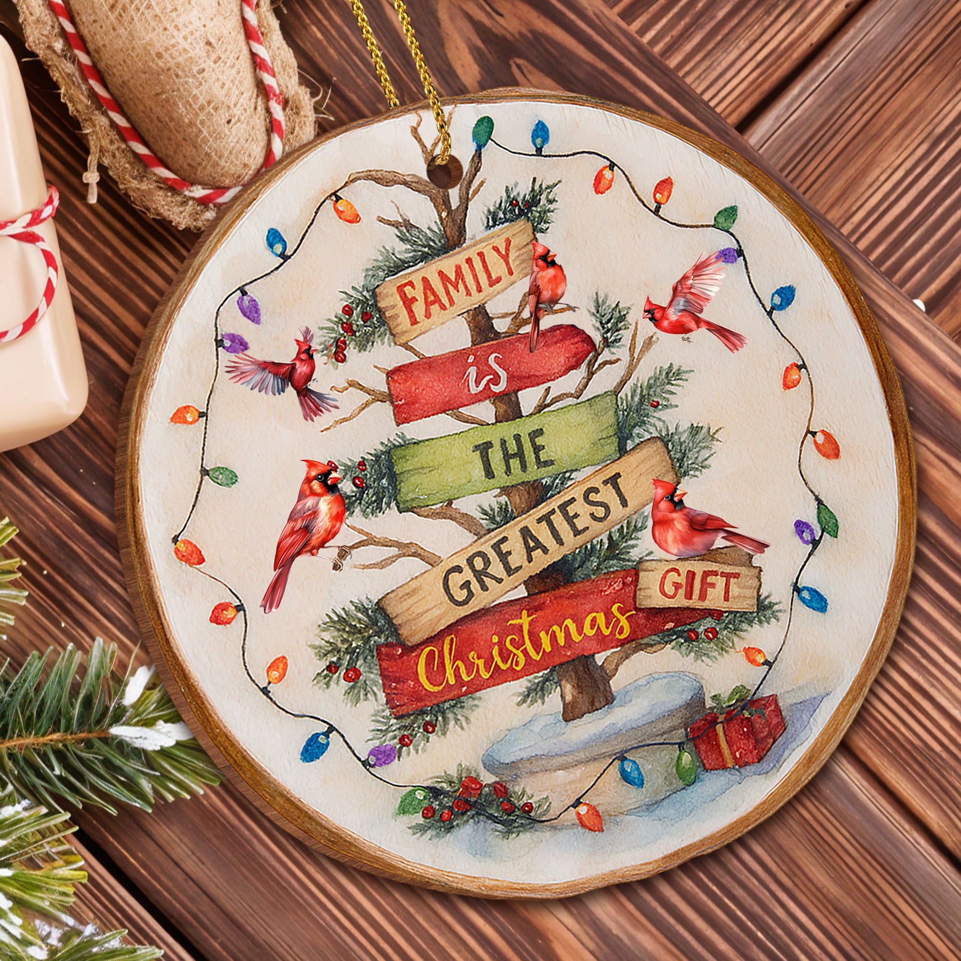 Family Is The Greatest Gift Wooden Ornament