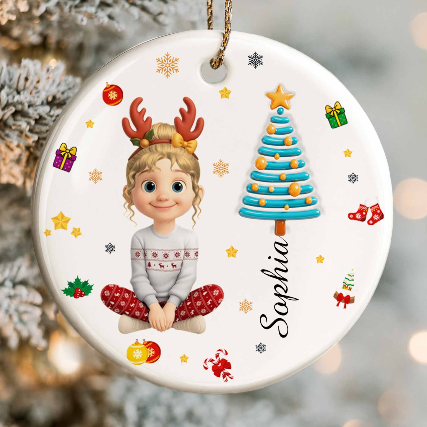 Festive Christmas Spirit With Young Girl And Tree