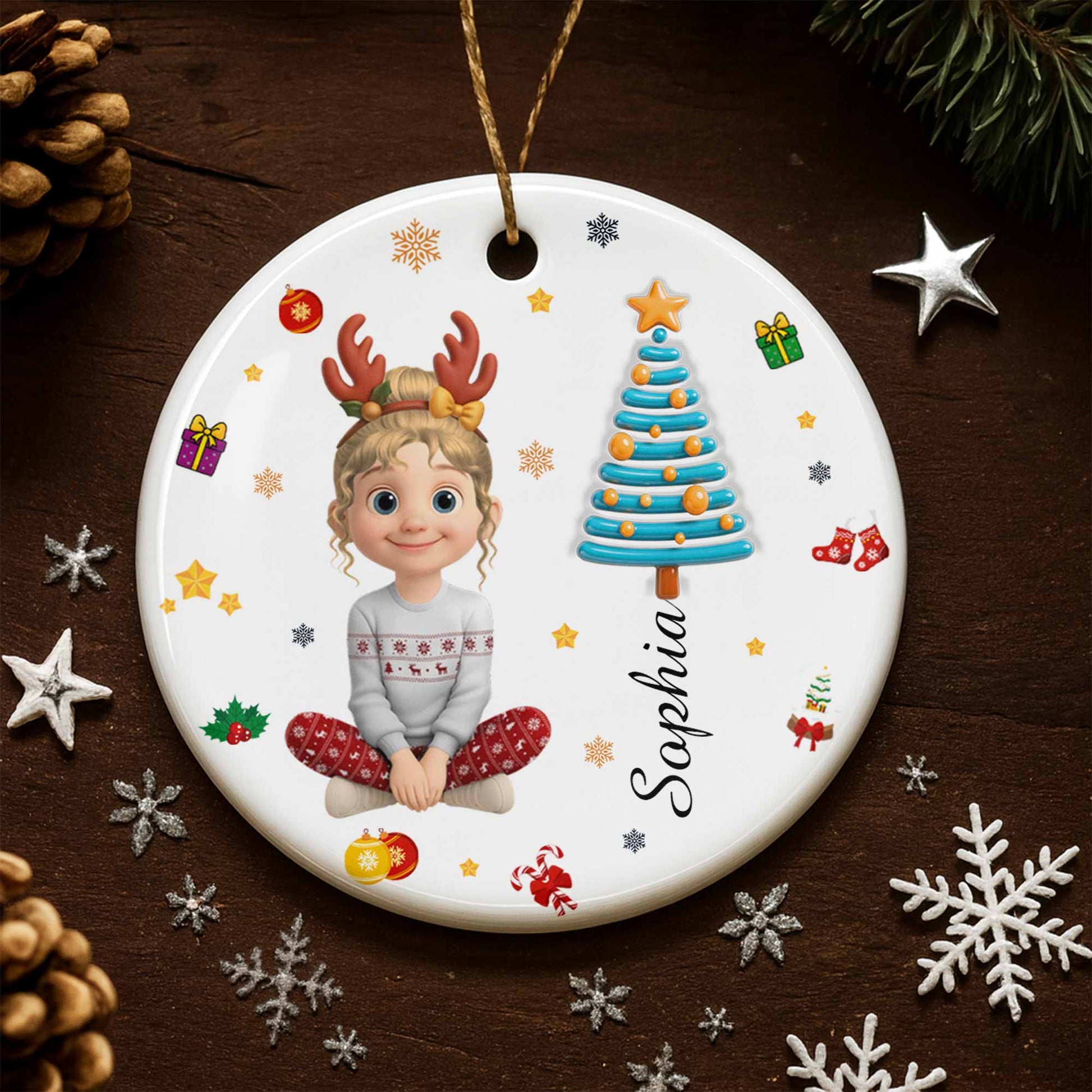 Festive Christmas Spirit With Young Girl And Tree