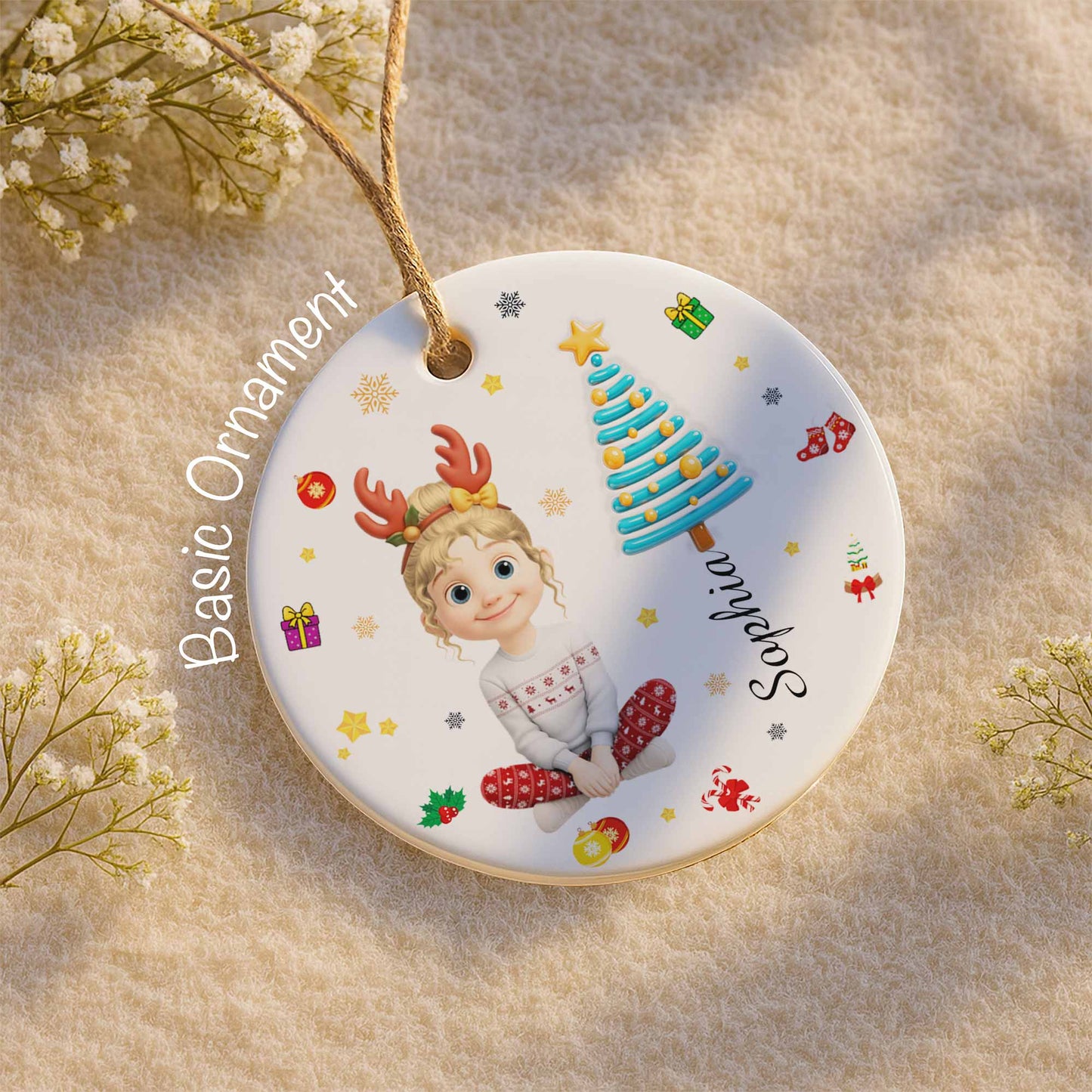 Festive Christmas Spirit With Young Girl And Tree