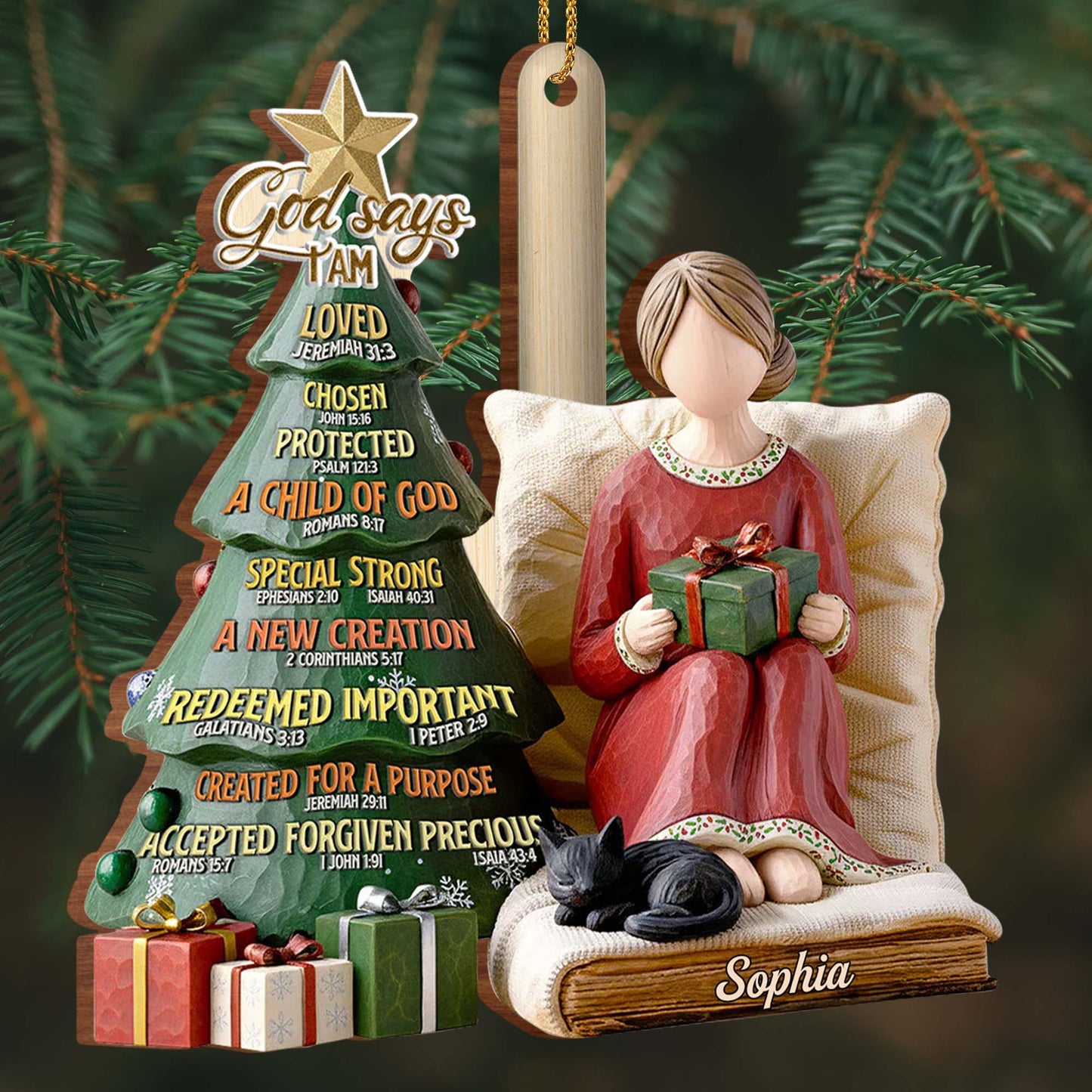 God Says I Am Loved, Woman With Christmas Tree And Gifts