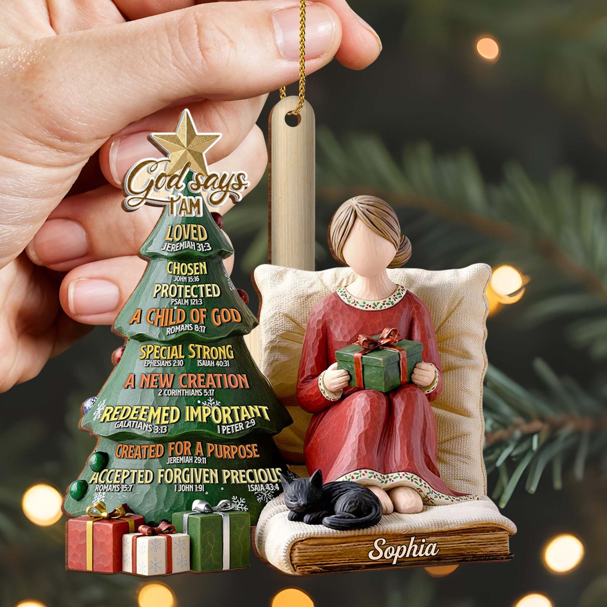 God Says I Am Loved, Woman With Christmas Tree And Gifts