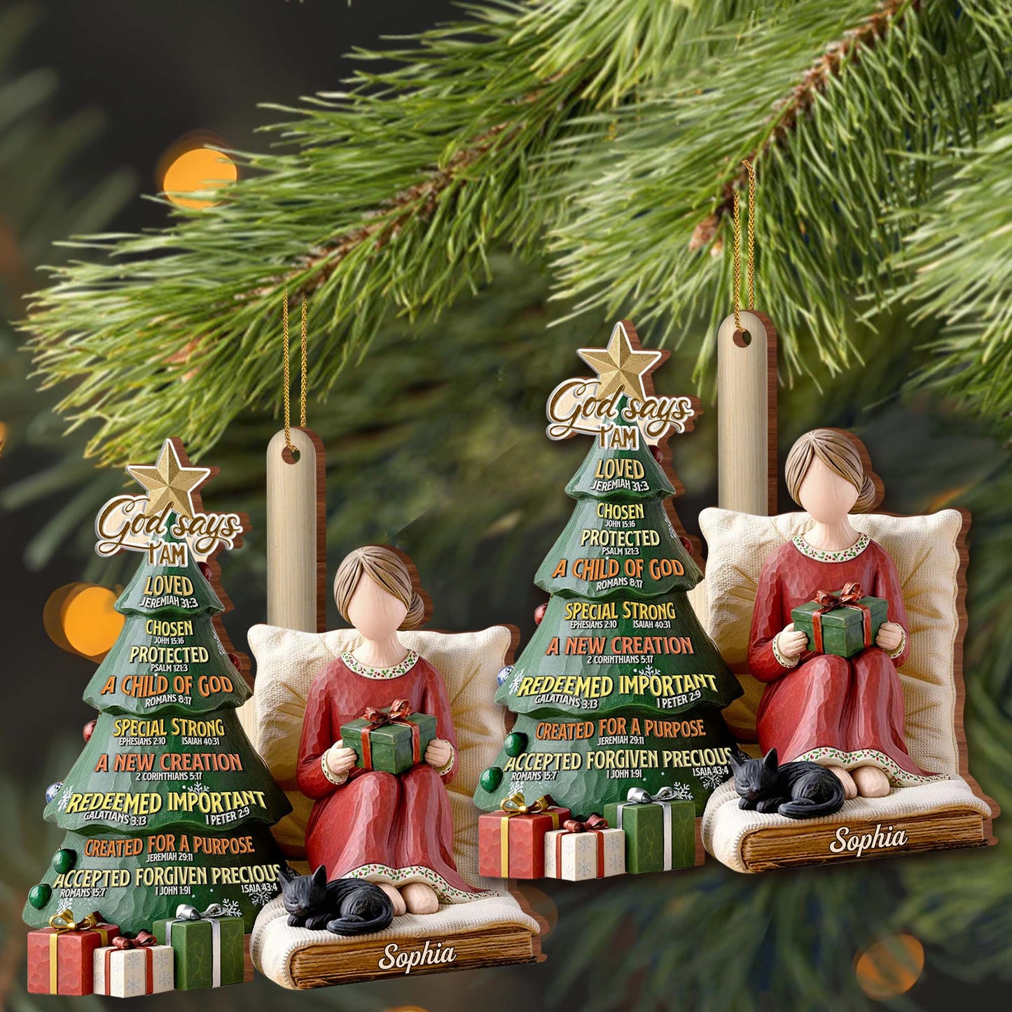 God Says I Am Loved, Woman With Christmas Tree And Gifts