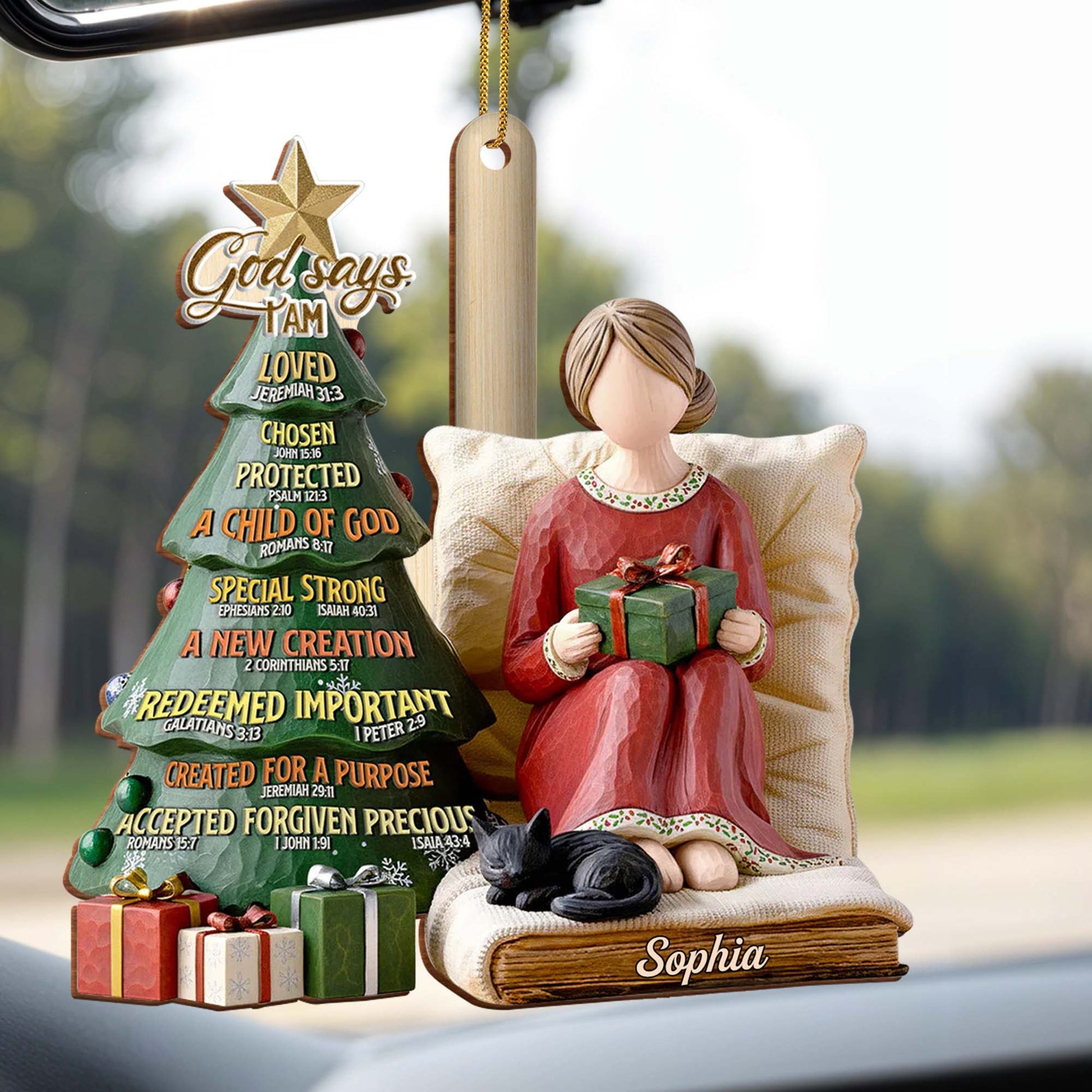 God Says I Am Loved, Woman With Christmas Tree And Gifts