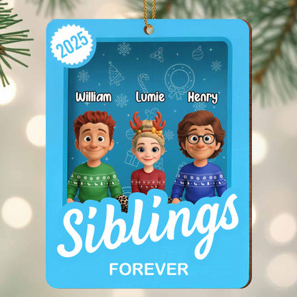 Siblings Forever With Cartoon Christmas Cheer