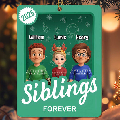 Siblings Forever With Cartoon Christmas Cheer