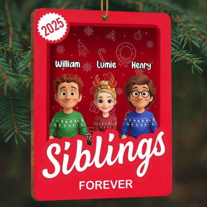 Siblings Forever With Cartoon Christmas Cheer