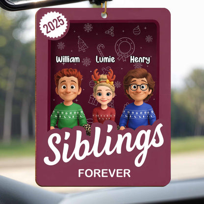 Siblings Forever With Cartoon Christmas Cheer