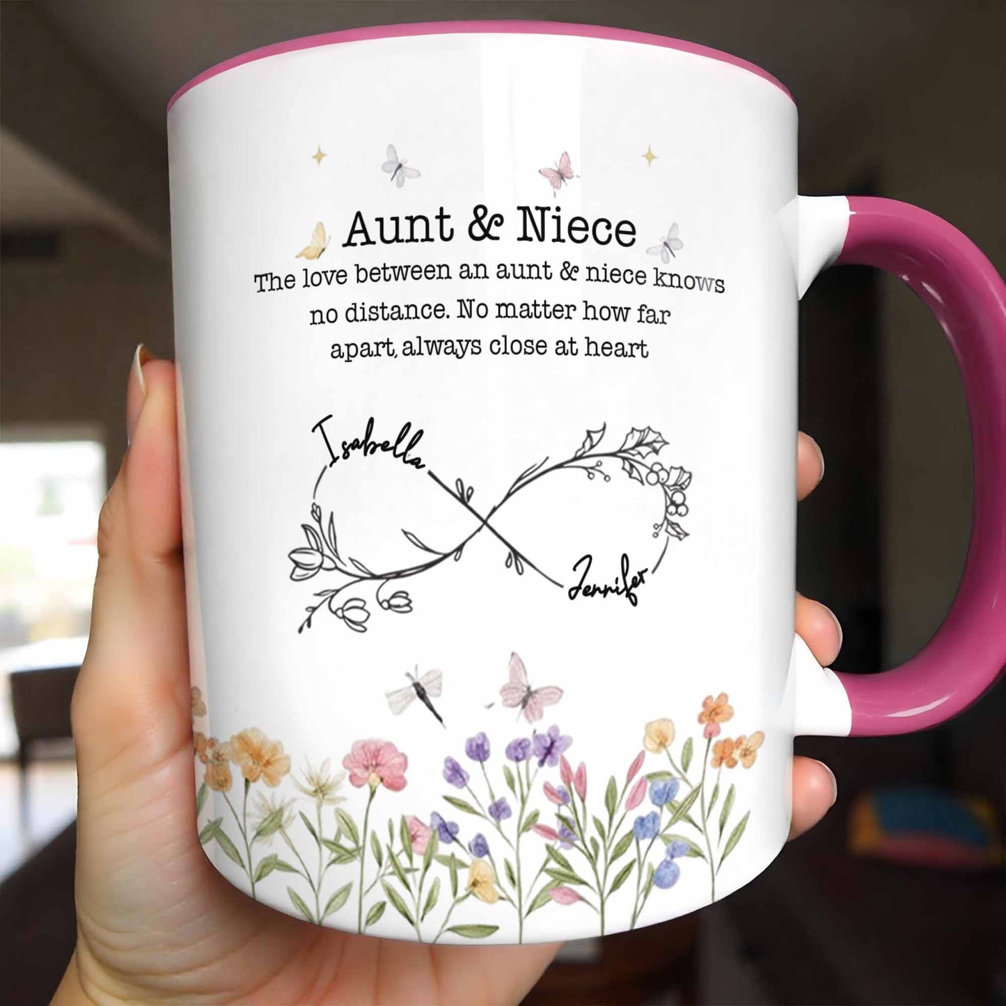 Love Between Aunt & Niece, Flowers And Butterflies