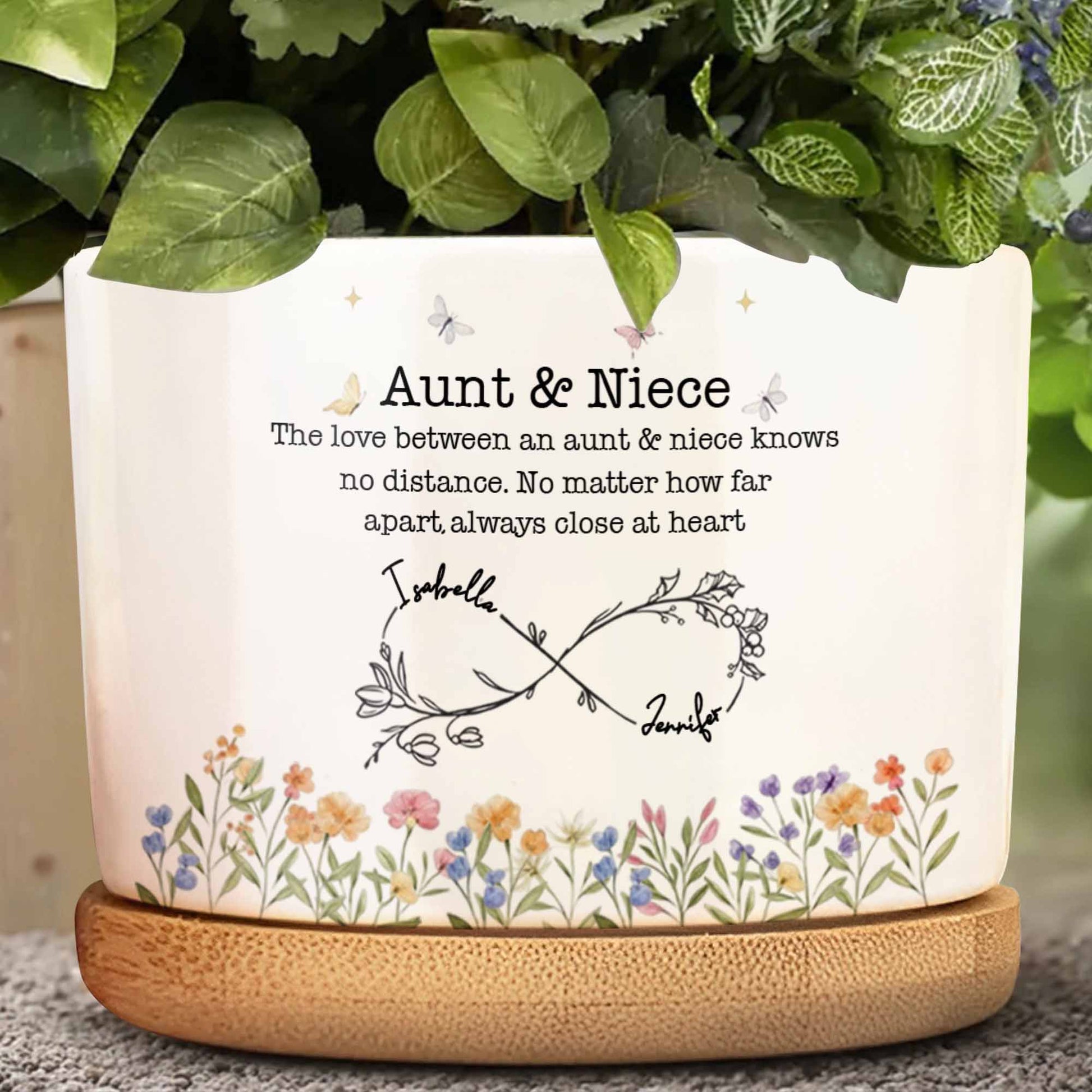 Love Between Aunt & Niece, Flowers And Butterflies