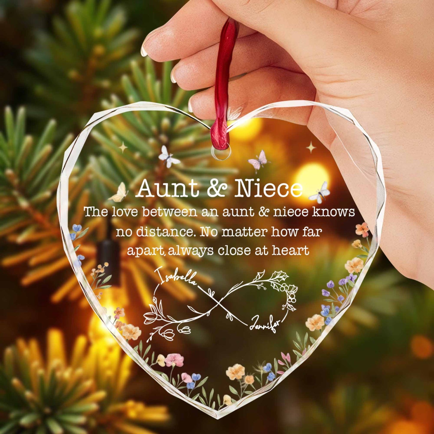 Love Between Aunt & Niece, Flowers And Butterflies Ornament