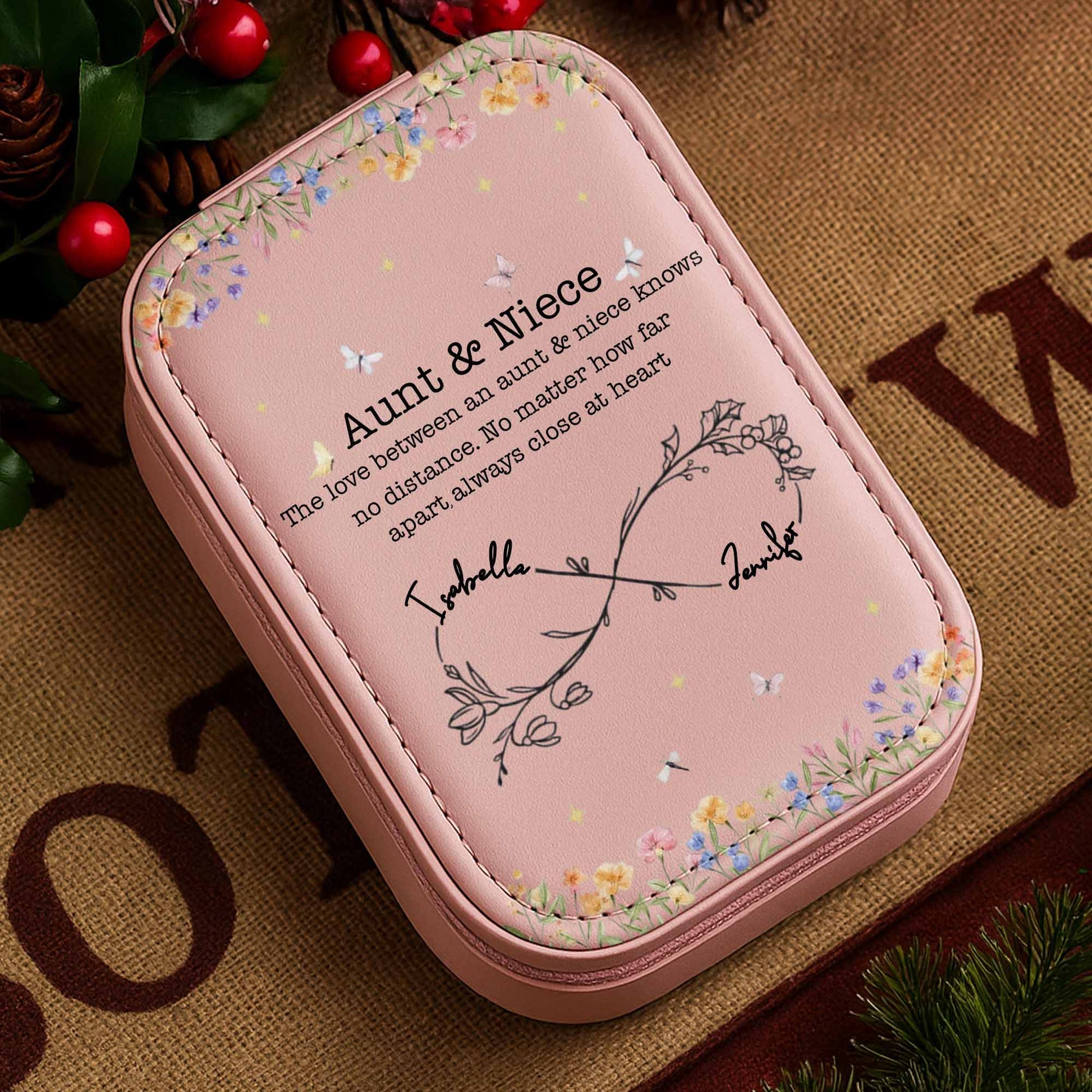 The Love Between An Aunt & Niece Infinity Heart With Flowers & Butterflies