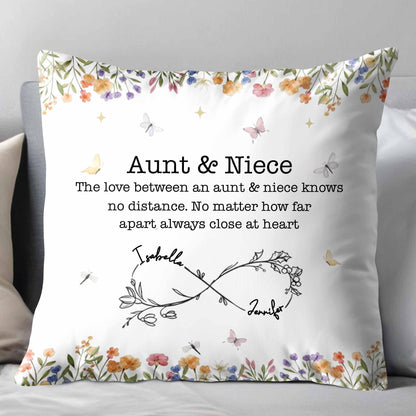 Love Between Aunt & Niece, Flowers and Butterflies Pillow