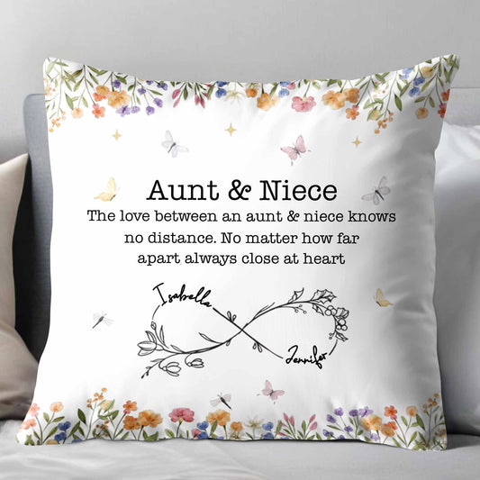Love Between Aunt & Niece, Flowers and Butterflies Pillow