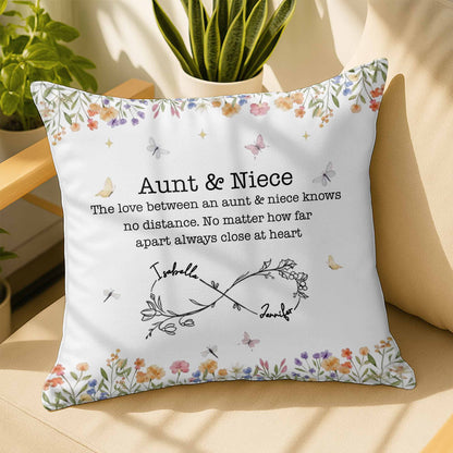 Love Between Aunt & Niece, Flowers and Butterflies Pillow