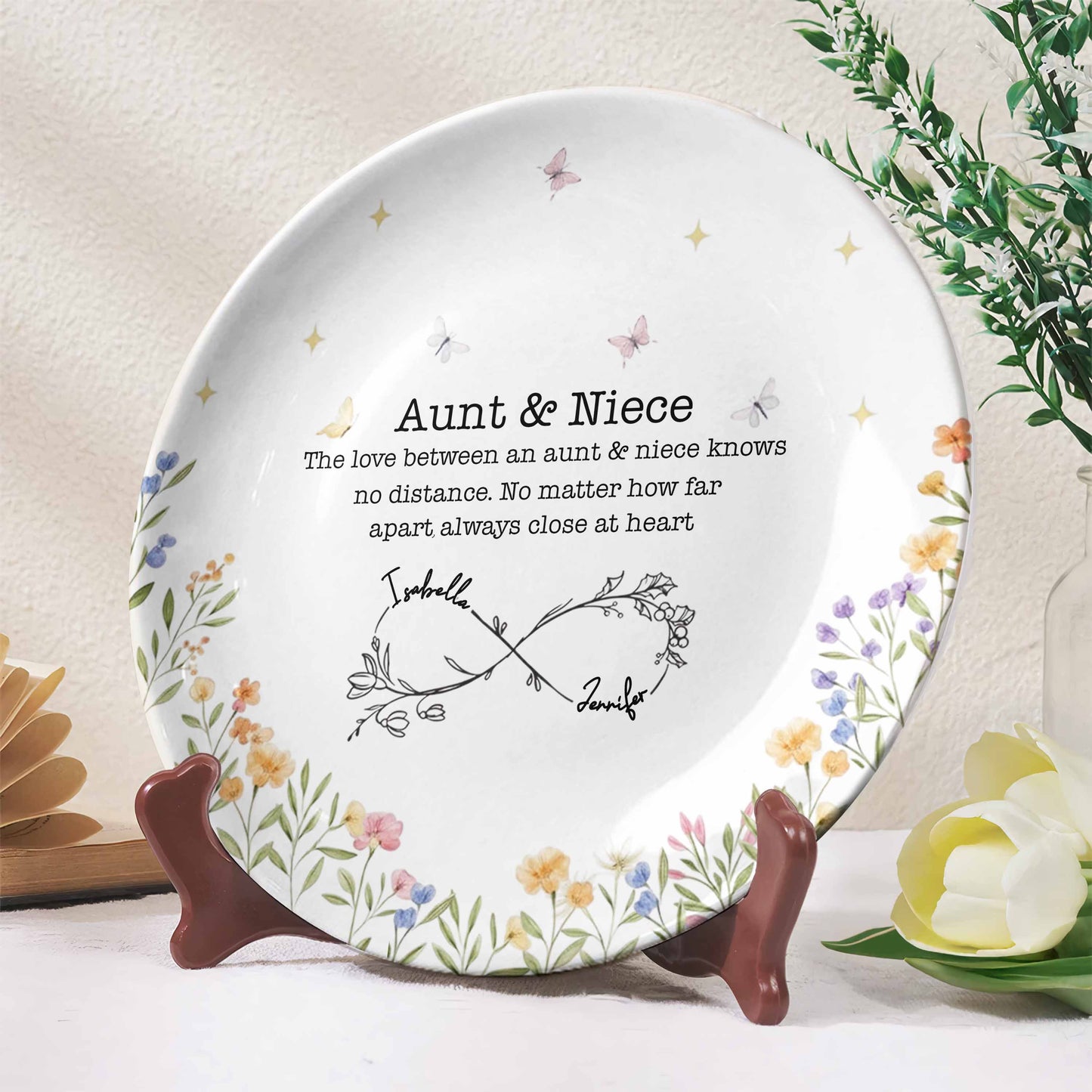 Love Between Aunt & Niece, Butterflies & Flowers