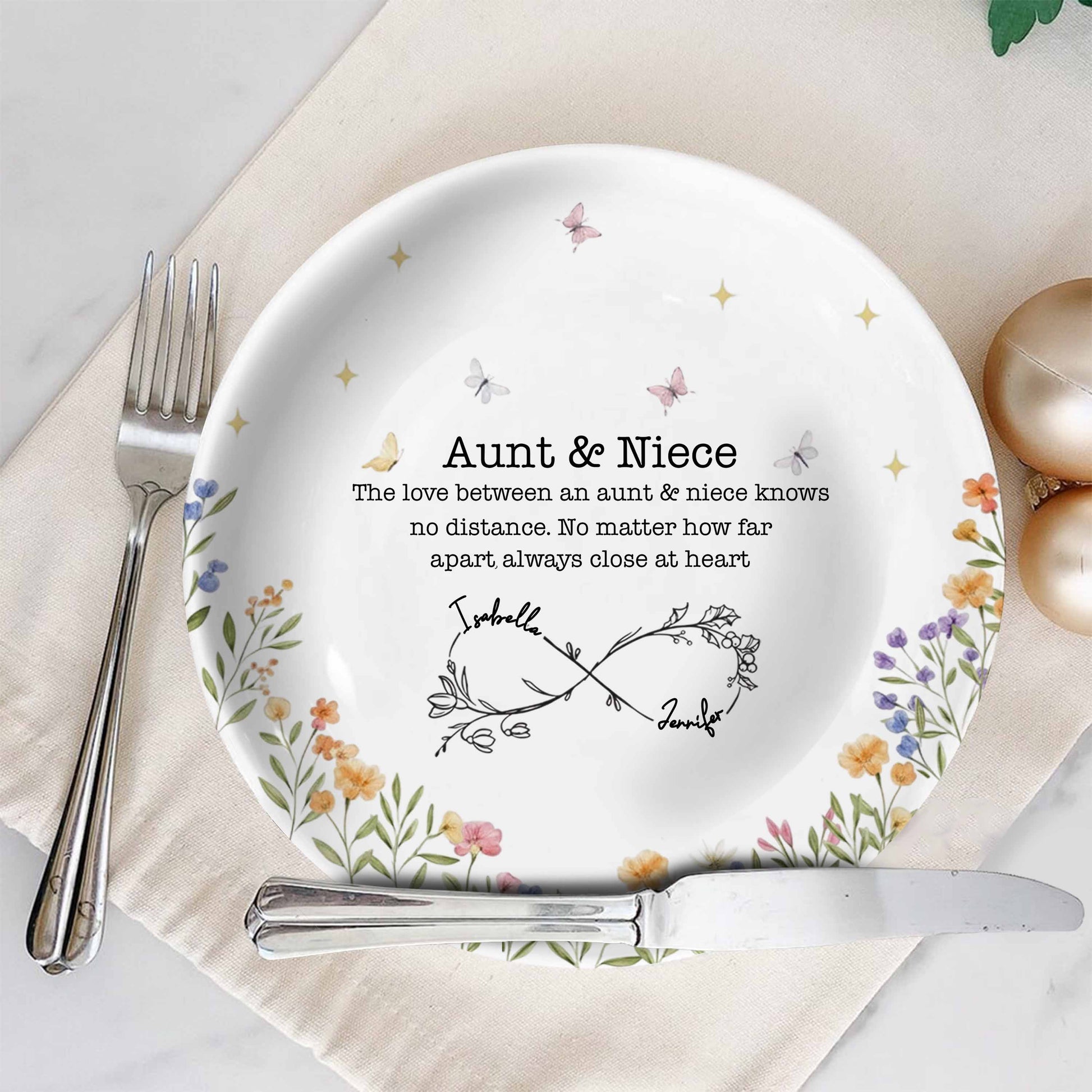 Love Between Aunt & Niece, Butterflies & Flowers