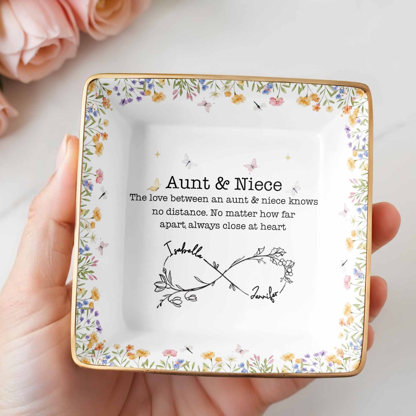 Aunt & Niece Love Knows No Distance, Flowers And Butterflies