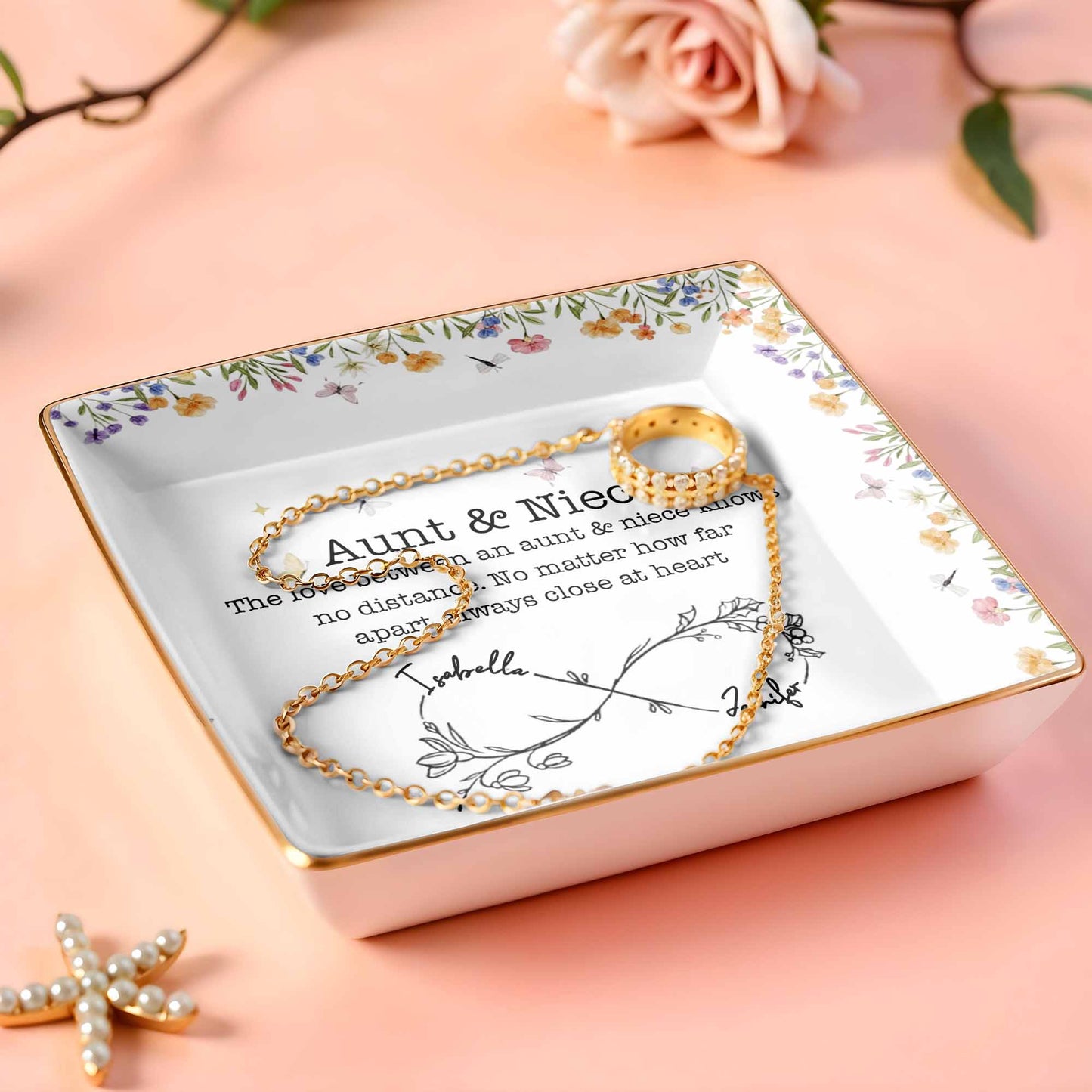 Aunt & Niece Love Knows No Distance, Flowers And Butterflies