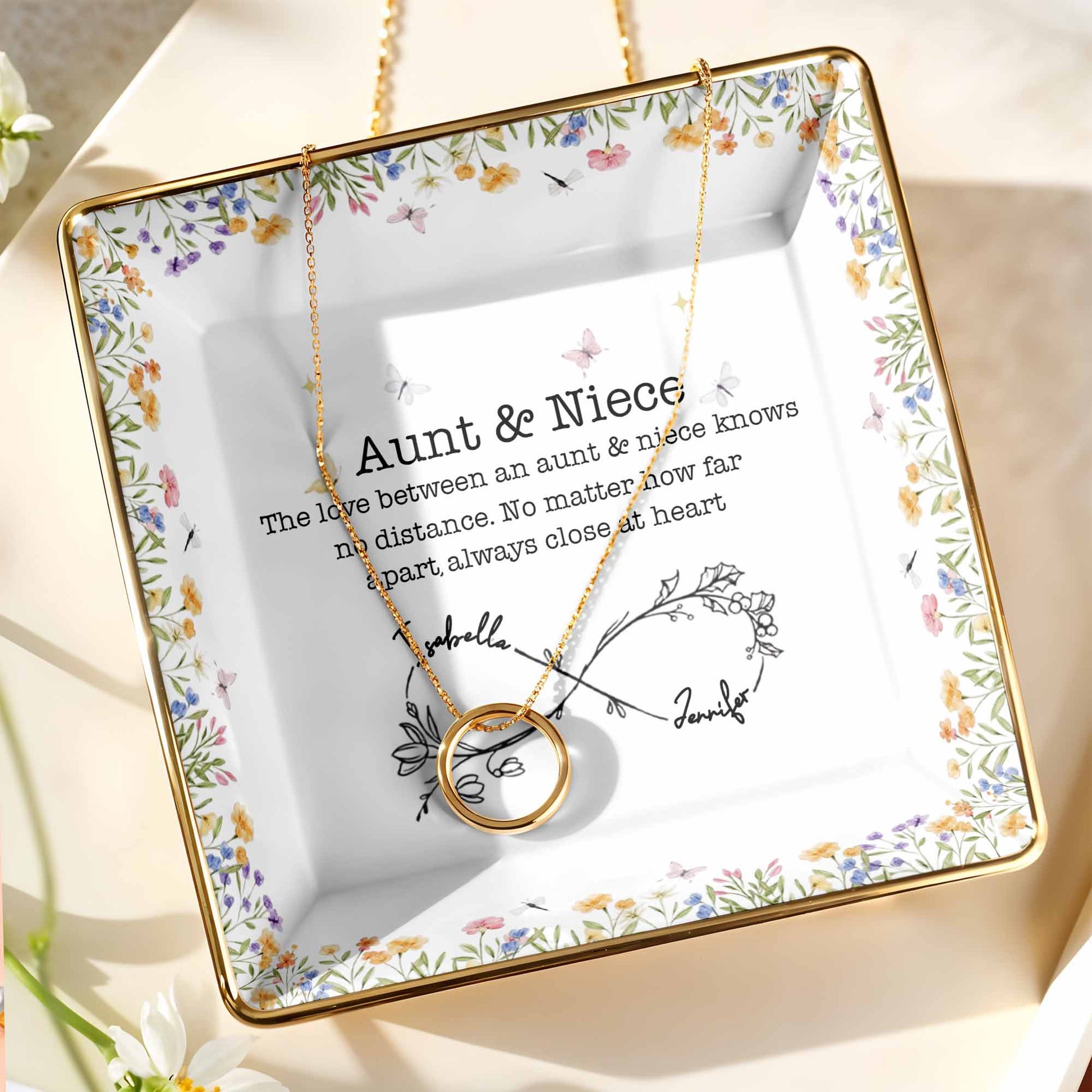 Aunt & Niece Love Knows No Distance, Flowers And Butterflies