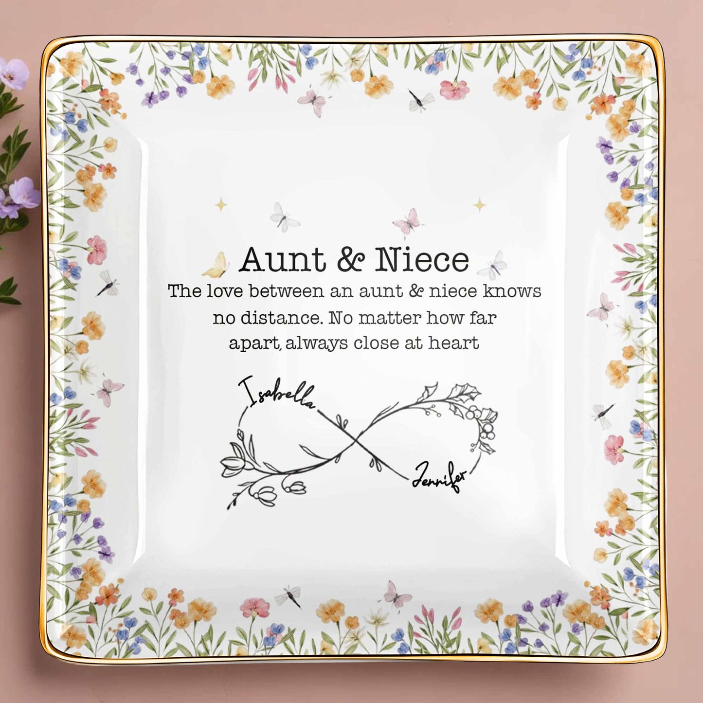 Aunt & Niece Love Knows No Distance, Flowers And Butterflies