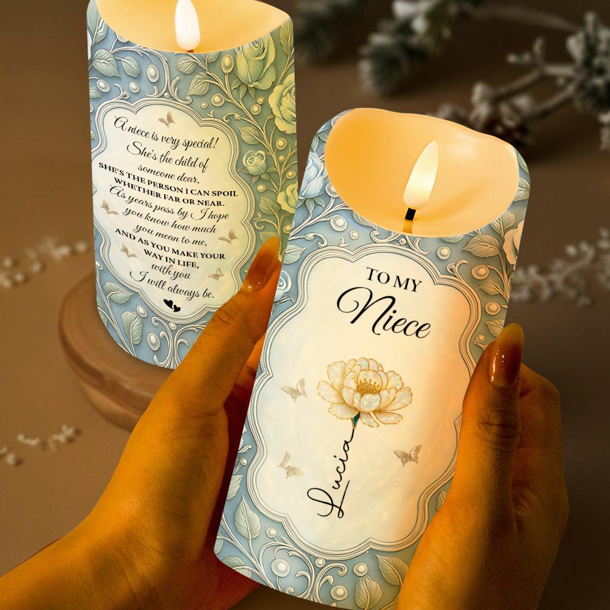 To My Niece, Flower And Butterflies Design